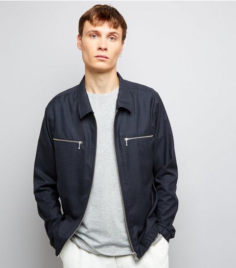 Navy Check Harrington Jacket | New Look