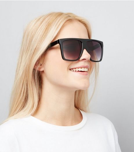 Black Flat Top Sunglasses | New Look