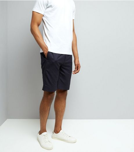 Navy Check Tailored Shorts | New Look