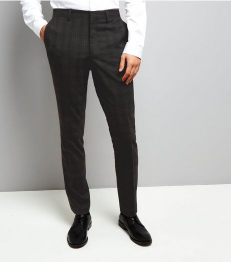 Black Check Skinny Suit Trousers | New Look
