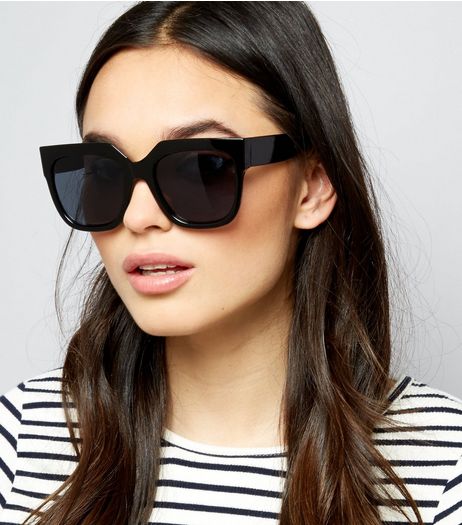 Black Flat Top Oversized Sunglasses | New Look