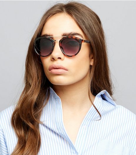 Brown Tortoiseshell Double Bar Sunglasses | New Look
