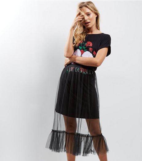 Black Mesh Tulle Frill Hem Skirt | New Look