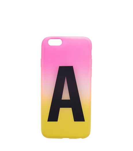 Pink and Yellow Ombre A Initial Phone Case | New Look