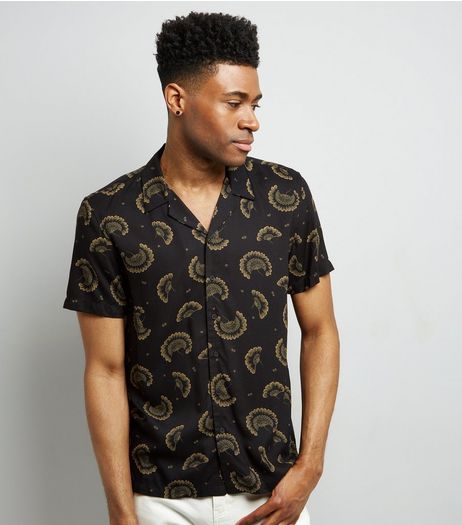Black Floral Print Short Sleeve Shirt | New Look
