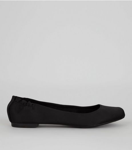 Black Satin Sqaure Toe Pumps | New Look