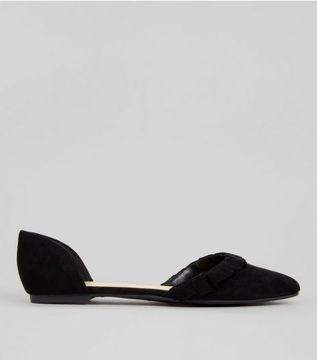Pink Suedette Frill Trim Pointed Pumps | New Look