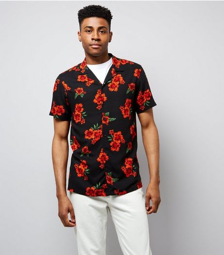 Red Floral Print Short Sleeve Shirt | New Look