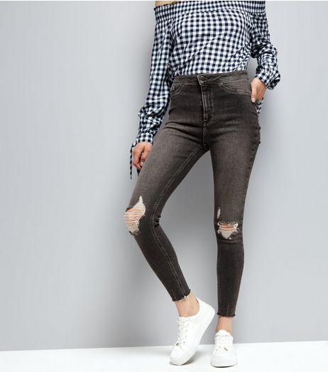 Black Ripped Knee Skinny Hallie Jeans | New Look