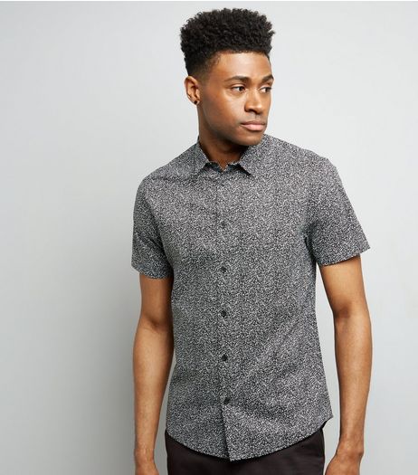 Black Petal Print Short Sleeve Shirt | New Look
