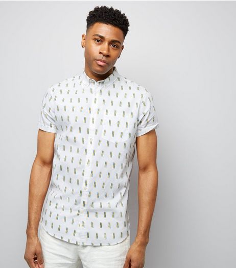 White Matchstick Print Short Sleeve Shirt | New Look