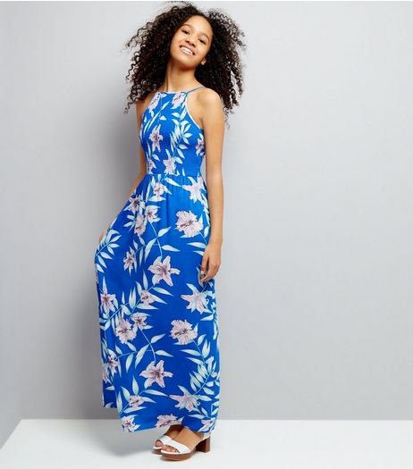 Teens Blue Tropical Print Maxi Dress | New Look