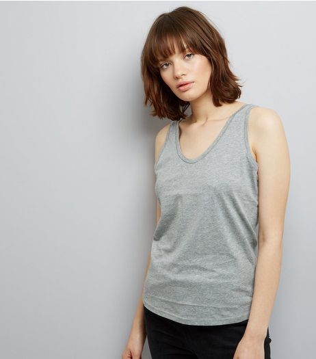 Mid Grey Scoop Neck Vest | New Look