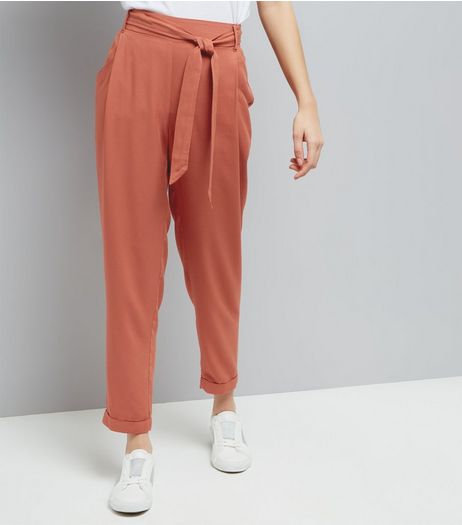 Light Brown Tie Waist Trousers | New Look