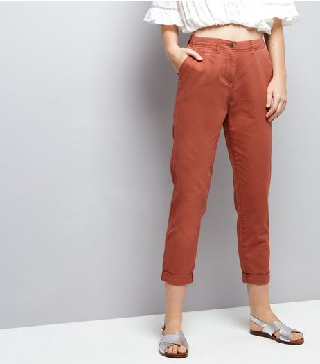 Brown Turn Up Hem Chinos | New Look