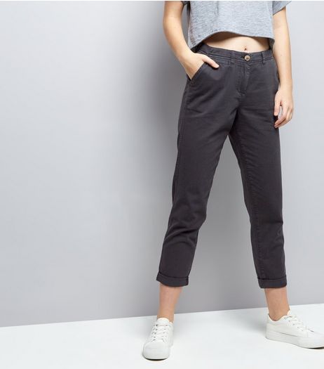Navy Turn Up Hem Chinos | New Look