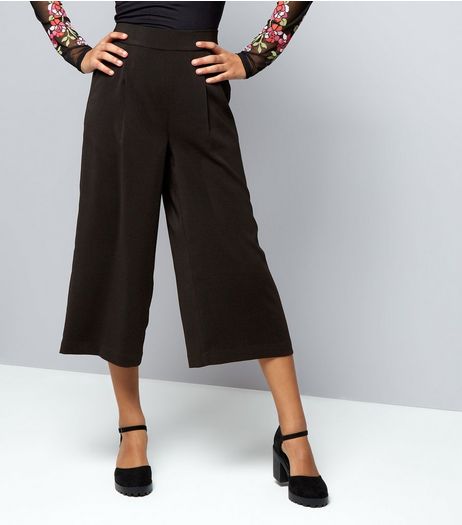 Teens Black Wide Leg Cropped Trousers | New Look