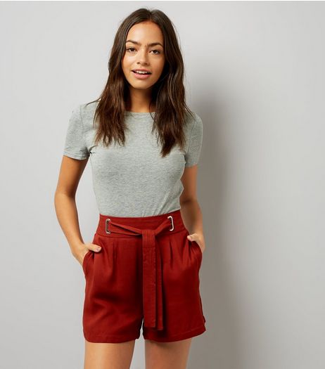 Dark Brown Tie Waist Shorts | New Look