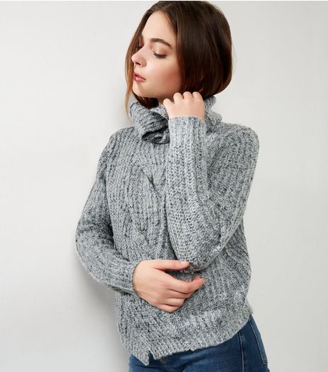 QED Blue Twist Turtle Neck Jumper | New Look