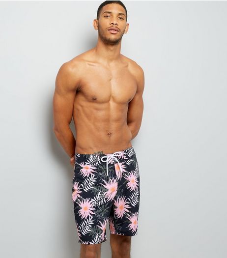 Black Floral Print Board Shorts | New Look