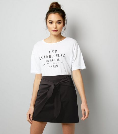 Black Tie Front Mini Skirt | New Look