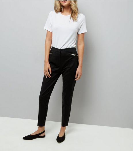 Black Zip Trim Trousers | New Look