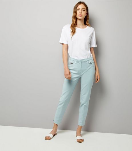Mint Green Premium Zip Trim Trousers | New Look