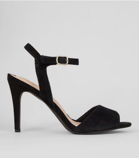 Black Comfort Suede Ankle Strap Heels | New Look