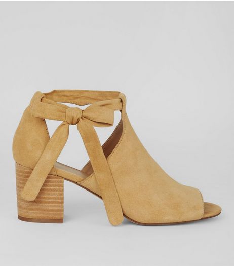 Mink Suede Bow Side Heeled Sandals | New Look