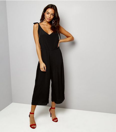 Black Tie Straps Wide Leg Jumpsuit | New Look
