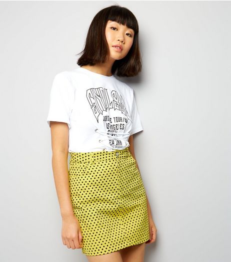 Motel Yellow Polka Dot Print Skirt | New Look