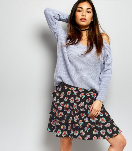 Motel Black Floral Print Layered Skirt | New Look