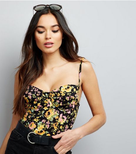 Motel Black Floral Print Bodysuit | New Look