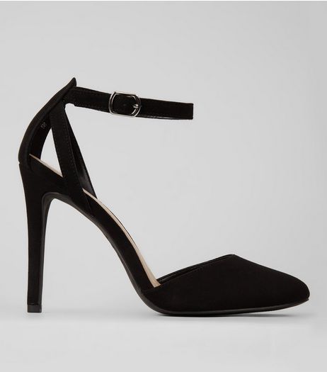 Black Suedette Ankle Strap Heels | New Look