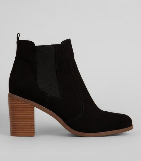 Black Suedette Block Heel Boots | New Look