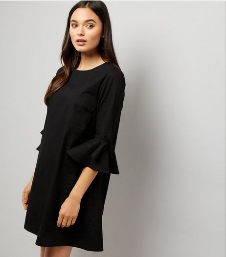 Black Bell Sleeve Tunic Dress | New Look
