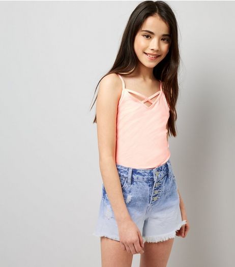 Teens Pale Blue Ombre Denim Shorts | New Look
