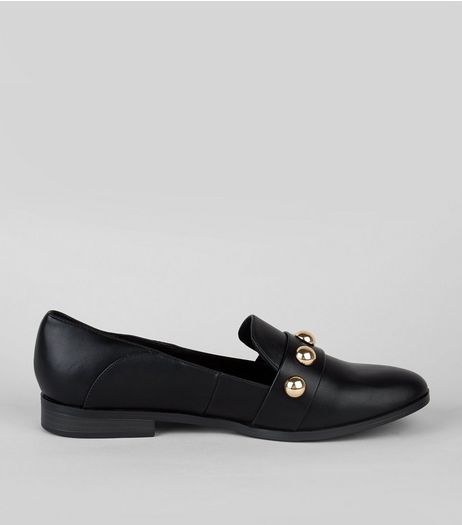 Black Studded Loafers | New Look