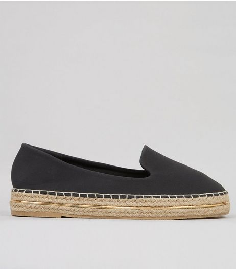 Black Suedette Metal Trim Espadrilles | New Look