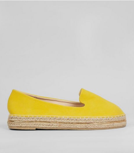 Yellow Suedette Metal Trim Espadrilles | New Look