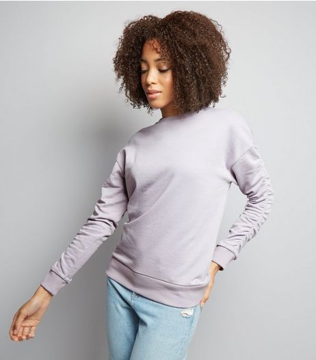 Lilac Gathered Sleeve Sweater | New Look