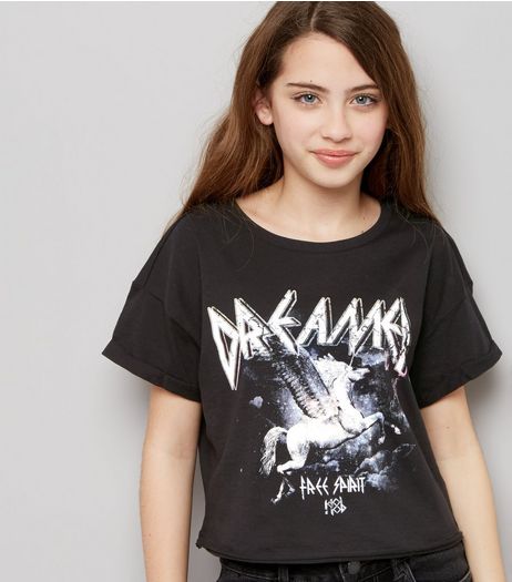 Teens Black Dreamer Print Rock T-Shirt | New Look