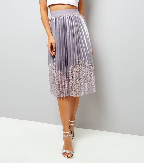 Mink Satin Pleated Midi Skirt | New Look