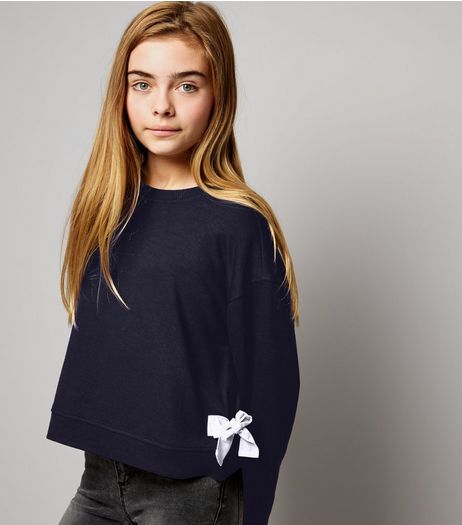 Teens Navy Tie Side Sweater | New Look