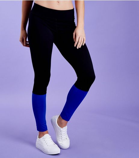 Blue Colour Block Sports Leggings | New Look