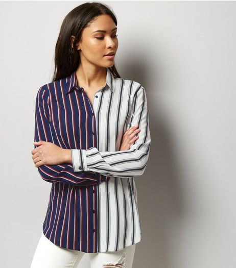 White Colour Block Stripe Long Sleeve Shirt | New Look