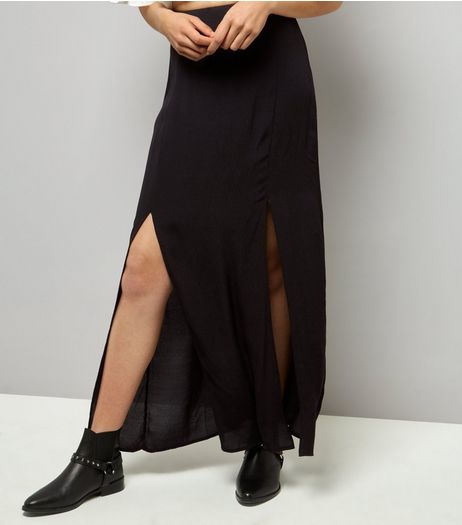 Black Split Side Maxi Skirt | New Look