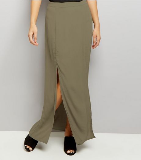 Khaki Split Side Maxi Skirt | New Look