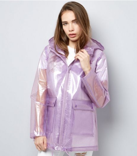 Lilac Glitter Hooded Anorak | New Look
