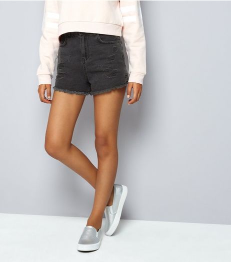Teens Black Ripped Denim Shorts | New Look